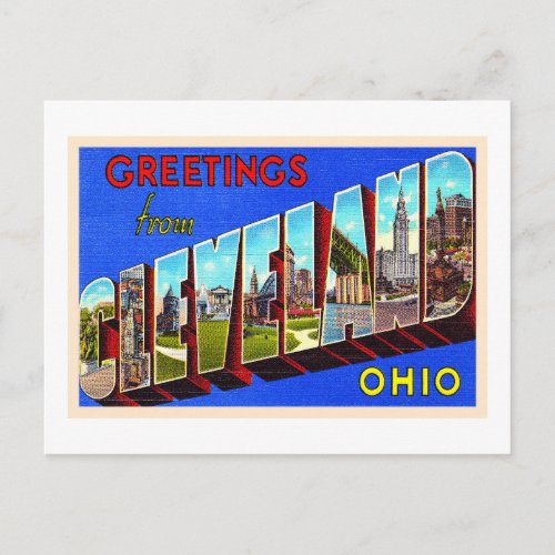 Cleveland Ohio OH Vintage Large Letter Postcard