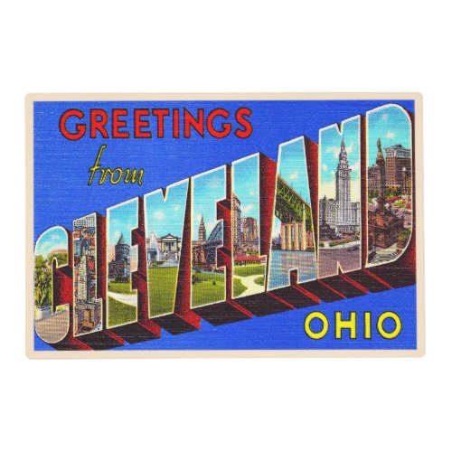 Cleveland Ohio OH Vintage Large Letter Postcard Placemat