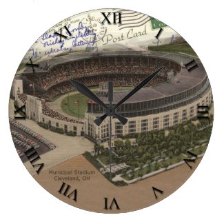 Cleveland Ohio Post Card Clock - Municipal Stadium