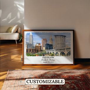 Cleveland Ohio Poster, Watercolor, Custom Poster