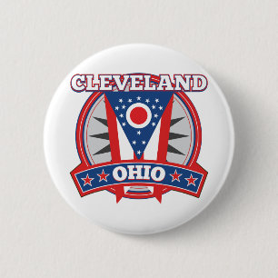 Cleveland Ohio Red White Blue Patriotic State Flag Button