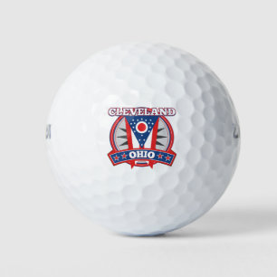 Cleveland Ohio Red White Blue Patriotic State Flag Golf Balls