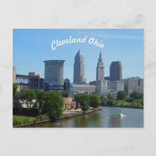 Cleveland Ohio River Skyline Postcard Curve