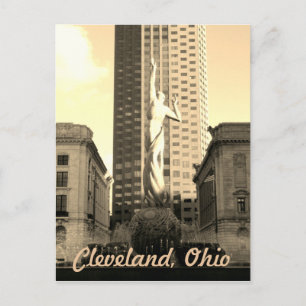 Cleveland Ohio Sepia Statue Postcard