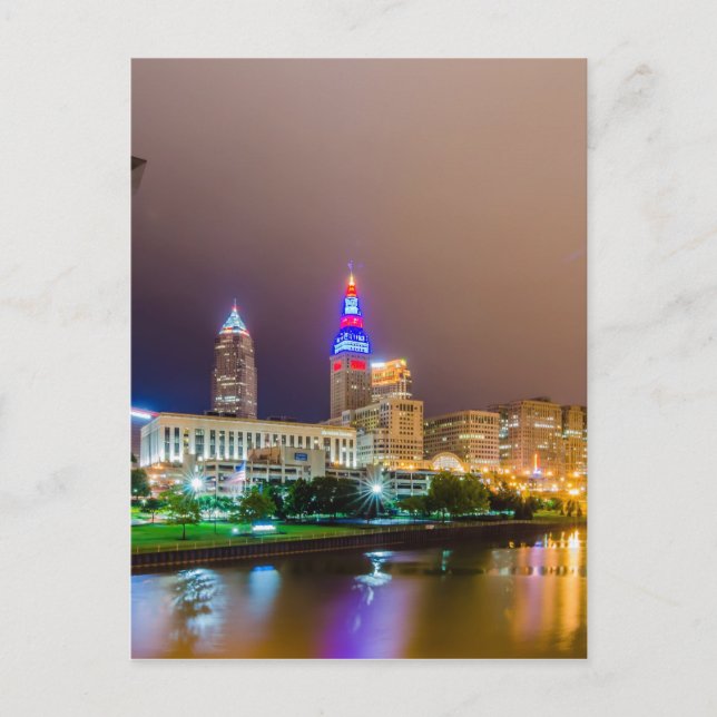 cleveland ohio sity skyline of downtown postcard (Front)
