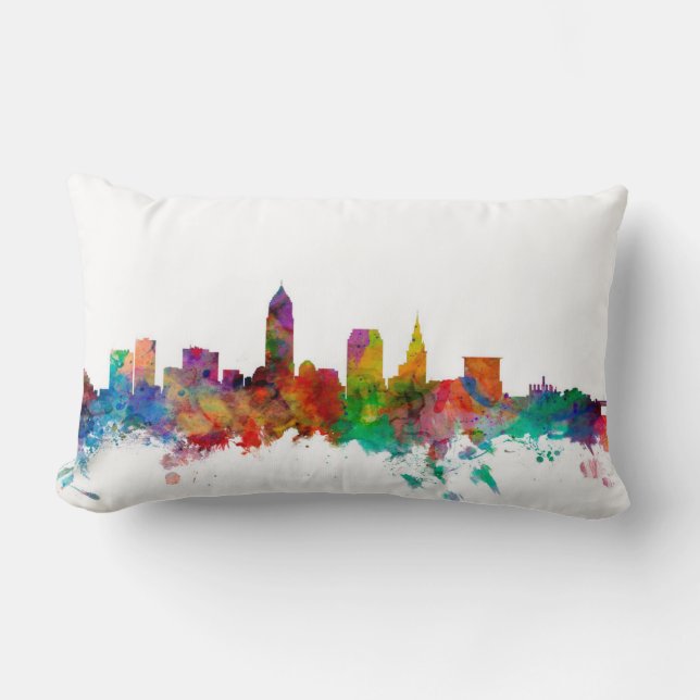 Cleveland Ohio Skyline Lumbar Pillow (Front)