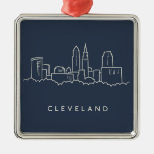 Cleveland Ohio Skyline Metal Ornament