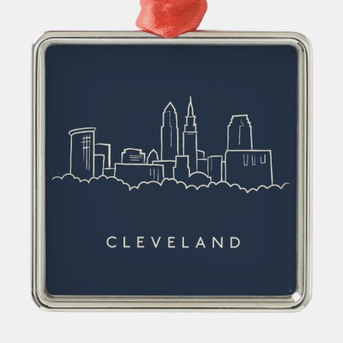 Cleveland Ohio Skyline Metal Ornament