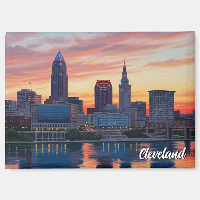 Cleveland Ohio Skyline Sunset Magnet (Front)