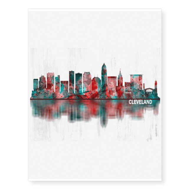 Cleveland Ohio Skyline Temporary Tattoos (Front)