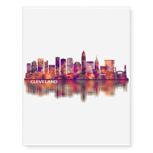 Cleveland Ohio Skyline Temporary Tattoos