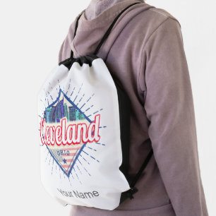 Cleveland Ohio United States Skyline Vintage USA Drawstring Bag