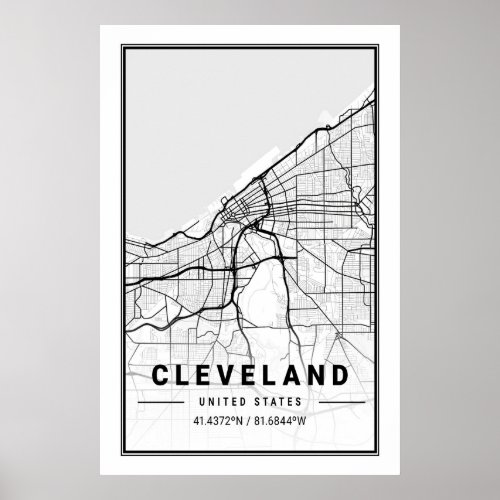 Cleveland Ohio USA City Travel City Map Poster