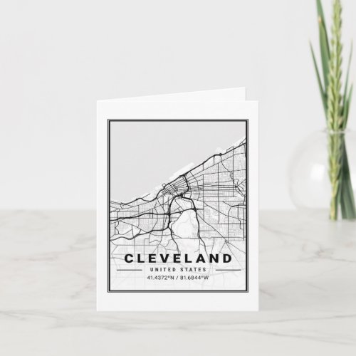 Cleveland Ohio USA Travel City Map Card