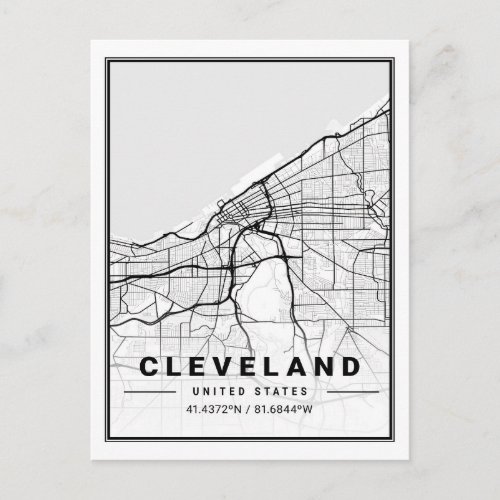 Cleveland Ohio USA Travel City Map Postcard