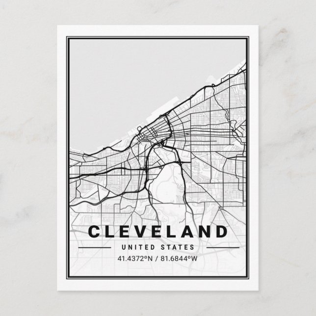 Cleveland Ohio USA Travel City Map Postcard (Front)
