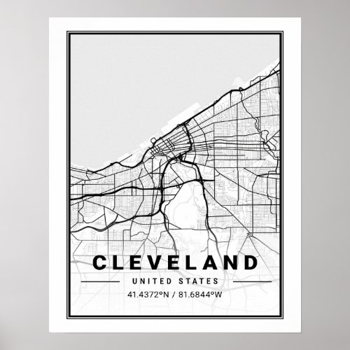 Cleveland Ohio USA Travel City Map Poster