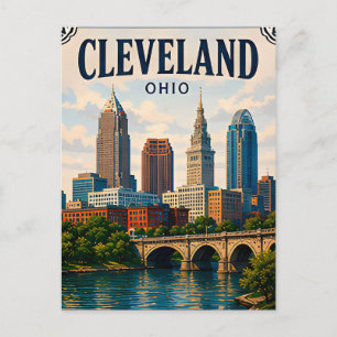 🌆 Cleveland Ohio Vacation Memory Downtown Visit Postcard