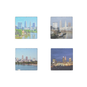 Cleveland Ohio Views Stone Magnet Set