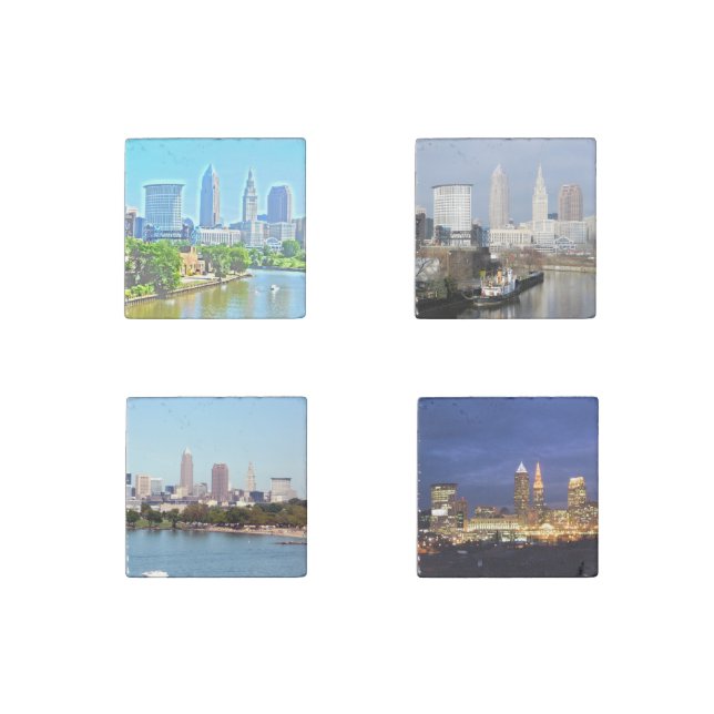 Cleveland Ohio Views Stone Magnet Set (Front)