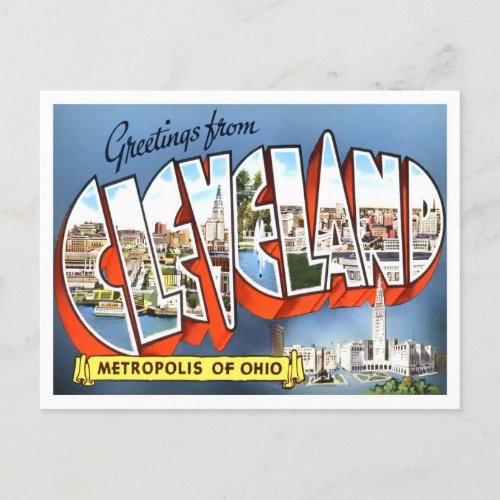 Cleveland Ohio Vintage Big Letters Postcard