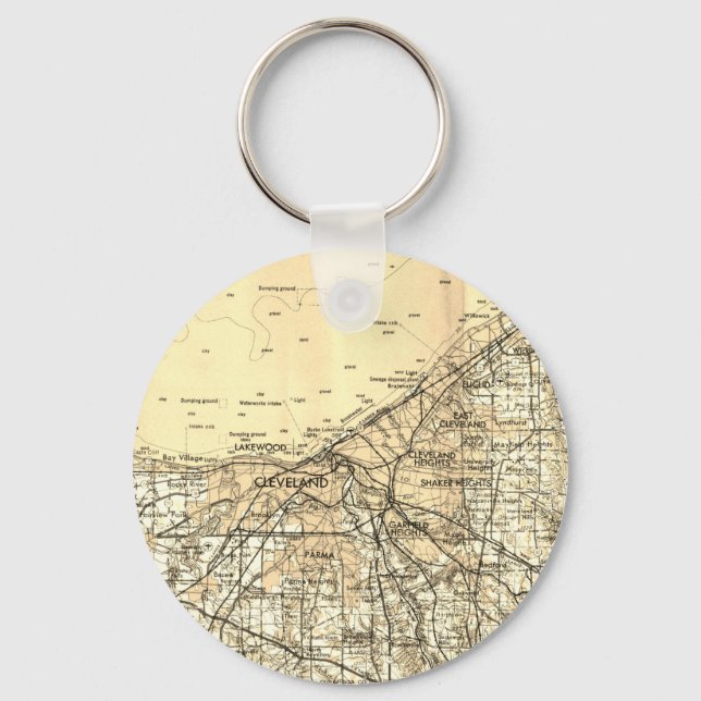 Cleveland Ohio Vintage Map Keychain (Front)