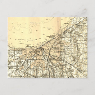 Cleveland Ohio Vintage Map Postcard
