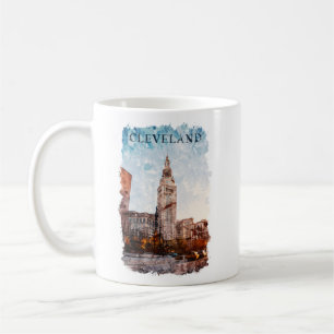 Cleveland Ohio Watercolor City View Coffee Mug