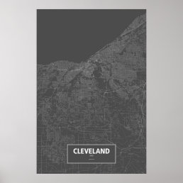 Cleveland, Ohio (white on black) Poster