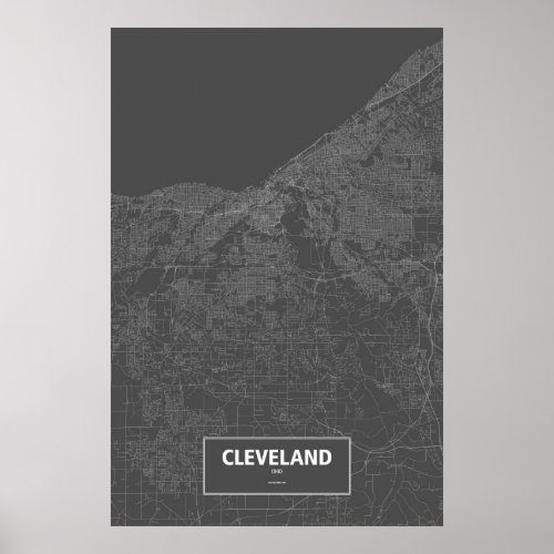 Cleveland Ohio white on black Poster