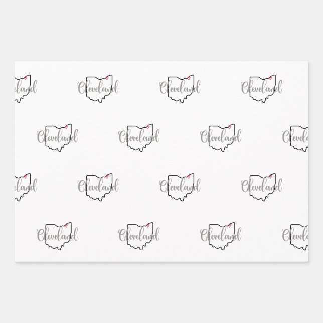 Cleveland Ohio Wrapping Paper Sheets (Front)