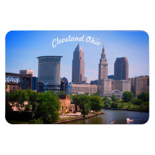 Cleveland River Skyline Fridge Magnet