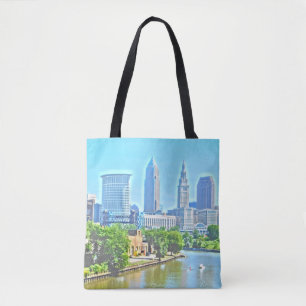 Cleveland (River View) Paint Effect Tote Bag