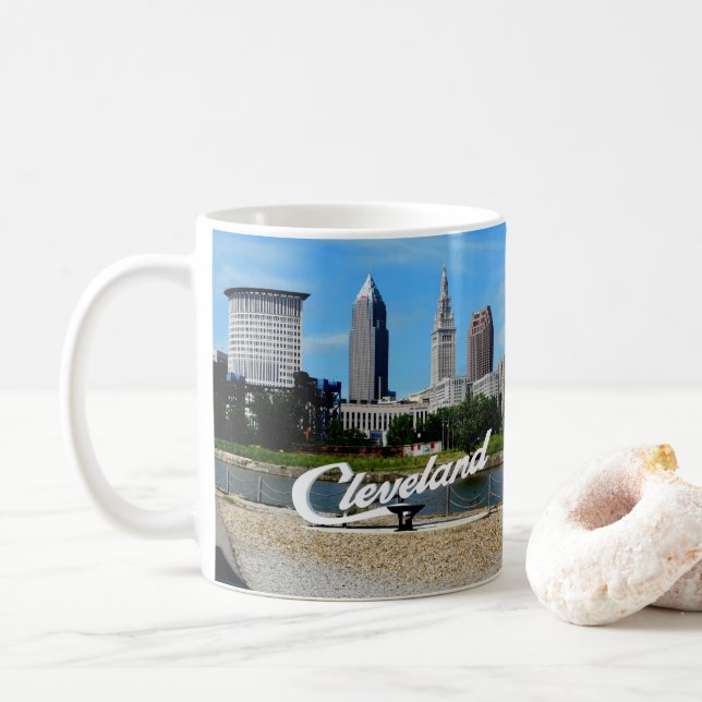Cleveland RiverSide Skyline Mug (With Donut)