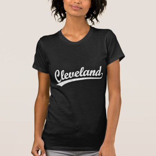 Cleveland script logo in white T_Shirt