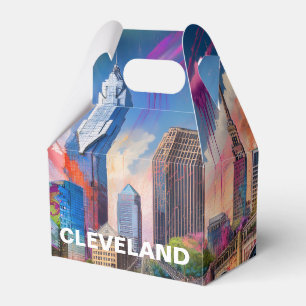 Cleveland Skyline Abstract Art Favor Boxes
