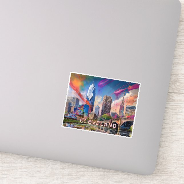 Cleveland Skyline Abstract Art  Sticker (Detail)