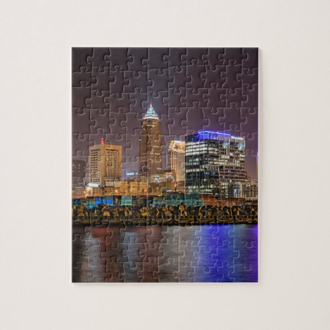 Cleveland Skyline at Night Jigsaw Puzzle (Vertical)