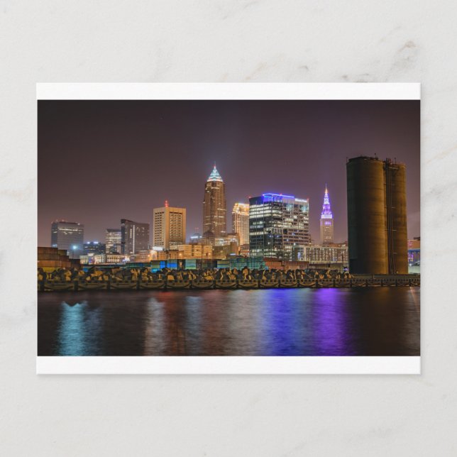 Cleveland Skyline at Night Postcard (Front)