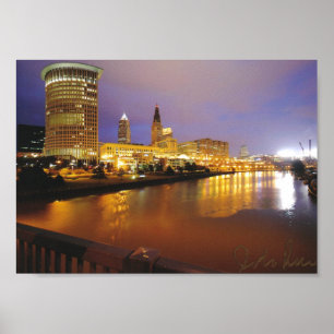 Cleveland Skyline at Night Poster
