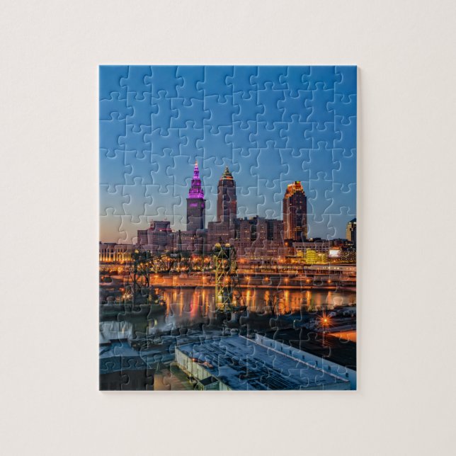 Cleveland Skyline at Sunset Jigsaw Puzzle (Vertical)