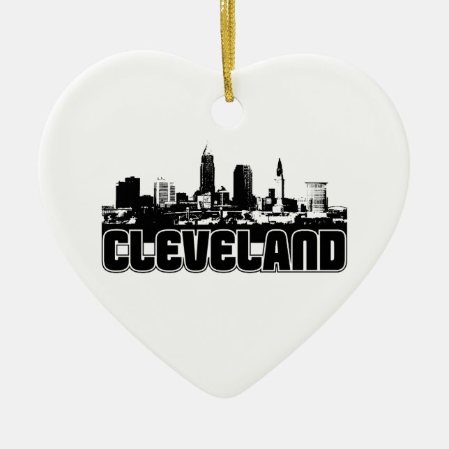 Cleveland Skyline Ceramic Ornament (Front)