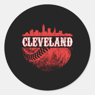 Cleveland Skyline City Baseball Met At Gameday Classic Round Sticker