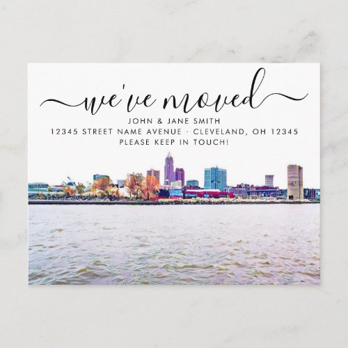 Cleveland Skyline Moving Announcement Postcard