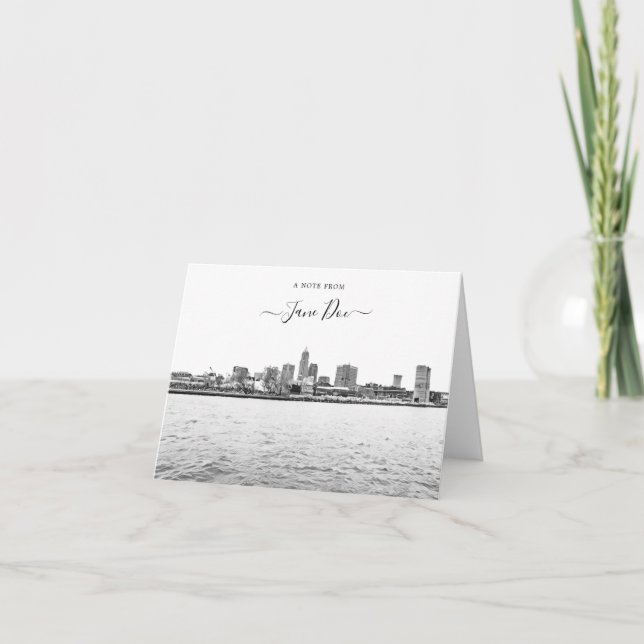 Cleveland Skyline Personalized Note Card (Front)
