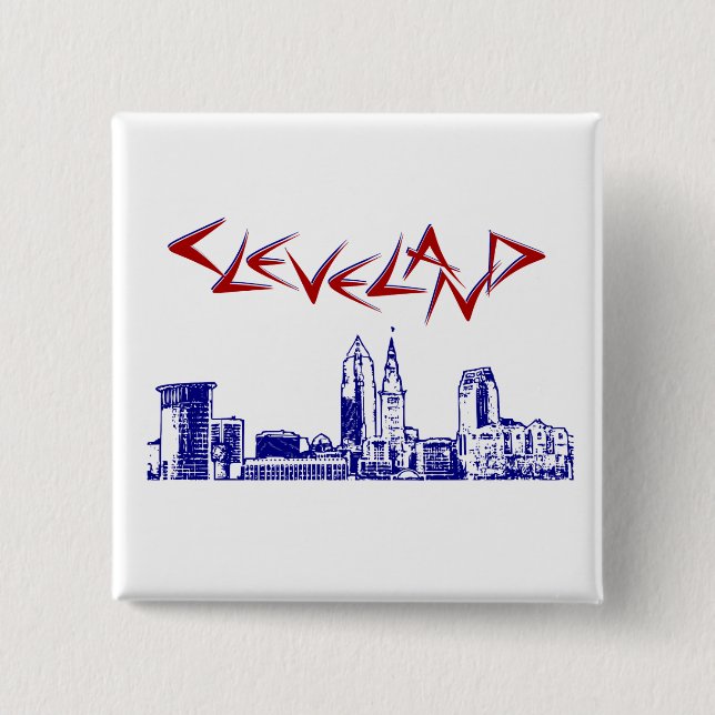 Cleveland Skyline Pinback Button (Front)