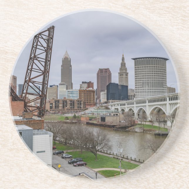 Cleveland Skyline Sandstone Coaster (Front)