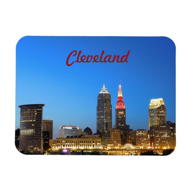 Cleveland Skyline Wine and Gold Magnet (Horizontal)