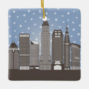 Cleveland Snowflakes Ceramic Ornament