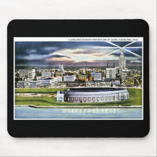 Cleveland Stadium Skyline at Dusk, Cleveland, Ohio Mouse Pad